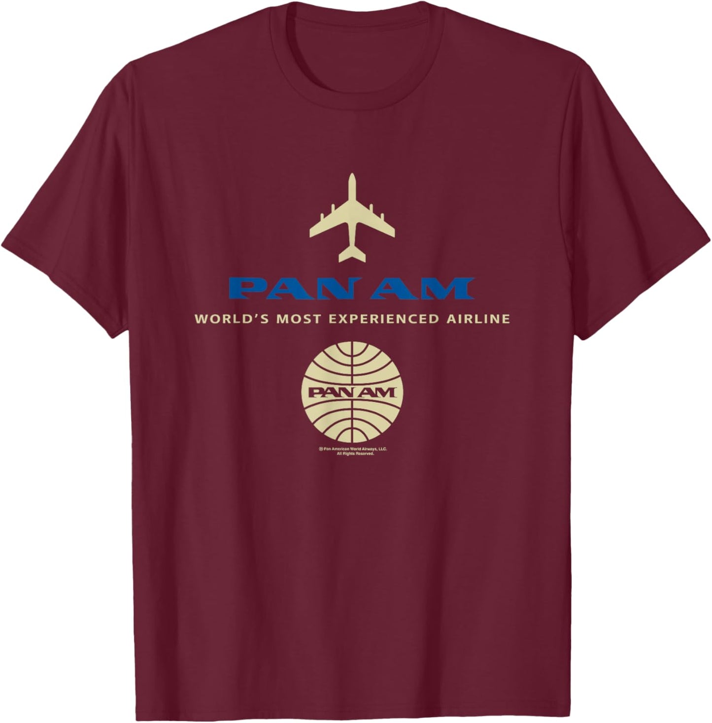 Pan Am Blue Gold Retro Logo T-Shirt - T-Shirt | Maroon