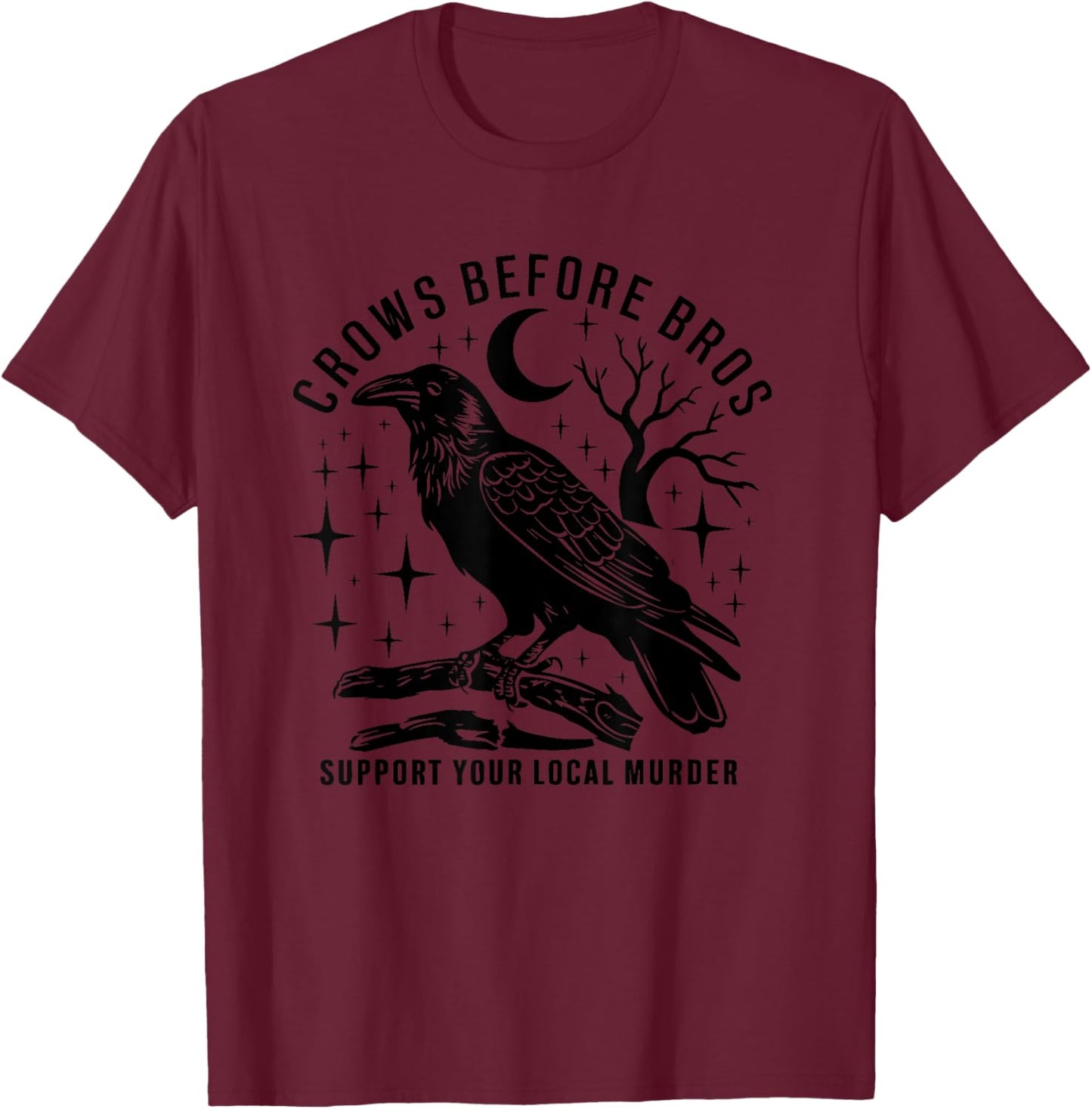 Vintage Crows Before Bros Feminist Women T-Shirt - T-Shirt | Maroon