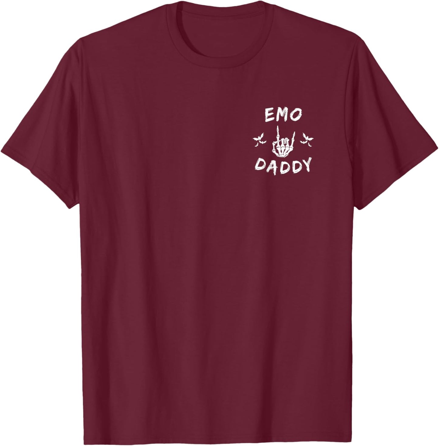 Emo daddy Emo dad Goth skeleton hand rock on father's Day T-Shirt - T-Shirt | Maroon