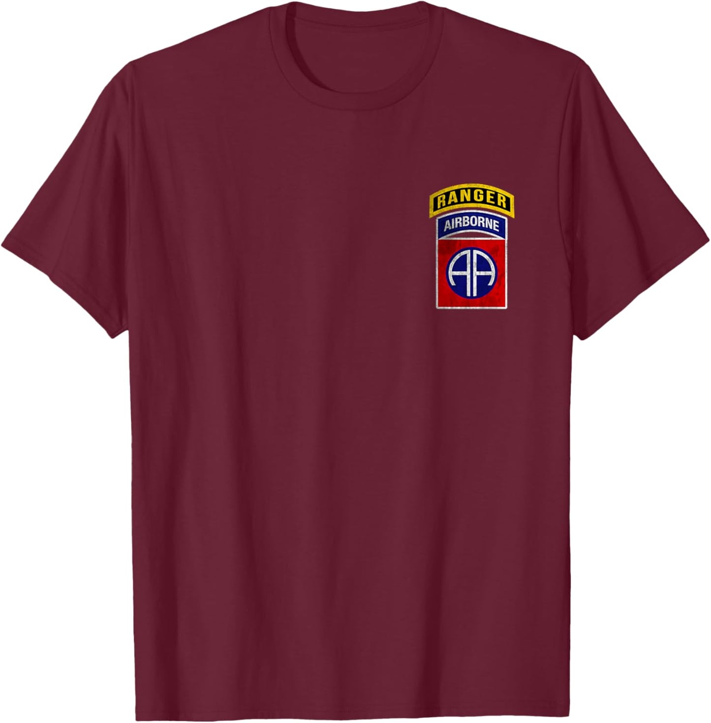 82nd Airborne Division Ranger Tab Paratrooper Logo Veteran T-Shirt - T-Shirt | Maroon
