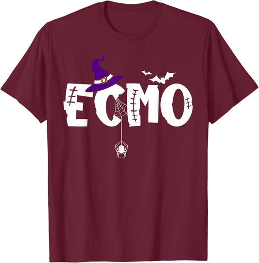 ECMO Nurse Witch Hat Halloween Spooky Costume RN Nurse T-Shirt - T-Shirt | Maroon