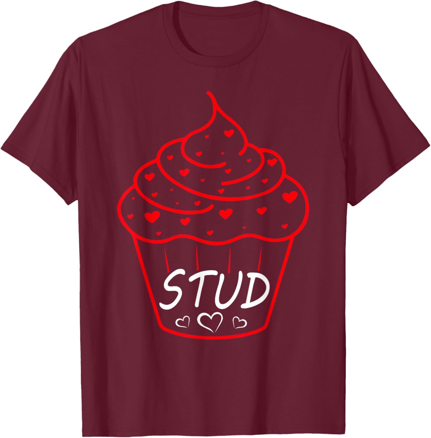 Love Heart Stud Muffin Cupcake Valentines Day T-Shirt - T-Shirt | Maroon