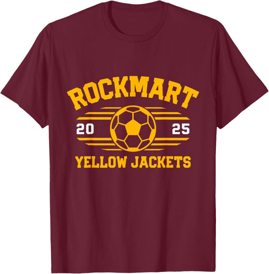 Rockmart Yellow Jackets Soccer Ball 2025 T-Shirt - T-Shirt | Maroon