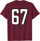 White and Black Sports Number 67 Jersey Uniform Player T-Shirt - T-Shirt | Maroon