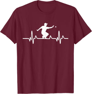 Boccia Heartbeat Design Bouler Petanque Heart Rate Boules T-Shirt - T-Shirt | Maroon