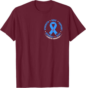 Diabetes Awareness Month Blue Love Ribbon Support T1D T2D T-Shirt - T-Shirt | Maroon