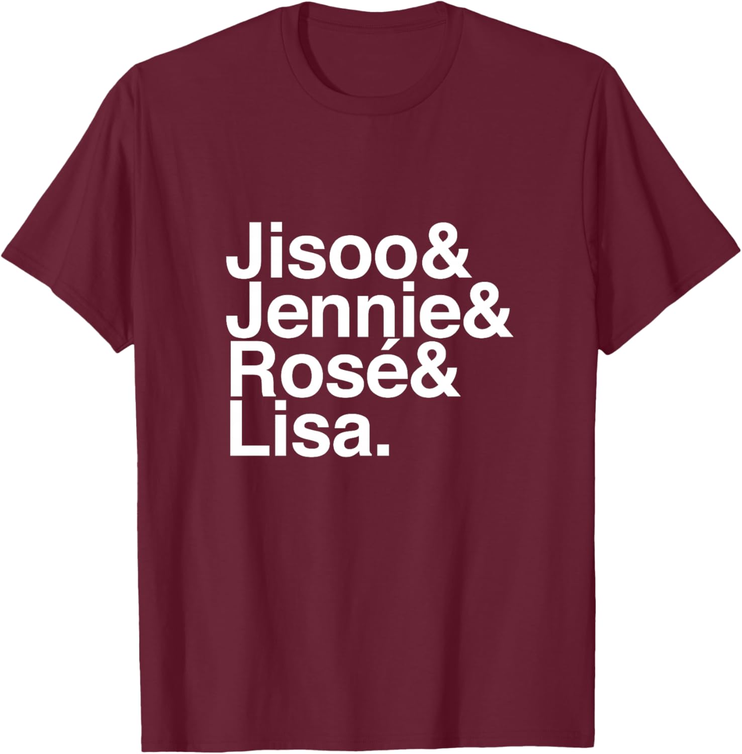 Jisoo, Jennie, Rosé et Lisa Haut de Gamme T-Shirt - T-Shirt | Maroon