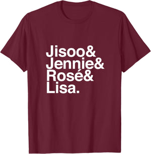 Jisoo, Jennie, Rosé et Lisa Haut de Gamme T-Shirt - T-Shirt | Maroon