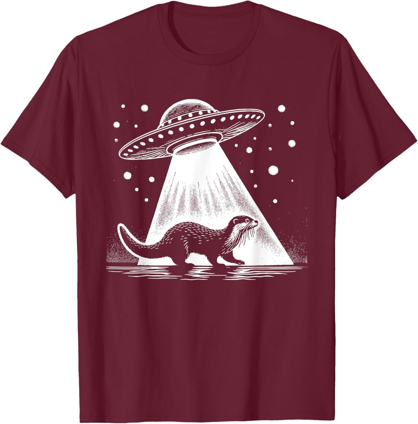 Otter Dad Mom Lover - Funny Alien UFO T-Shirt - T-Shirt | Maroon
