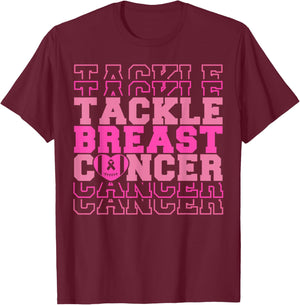 Tackle Football Breast Cancer Awareness Ribbon Boy Kids T-Shirt - T-Shirt | Maroon