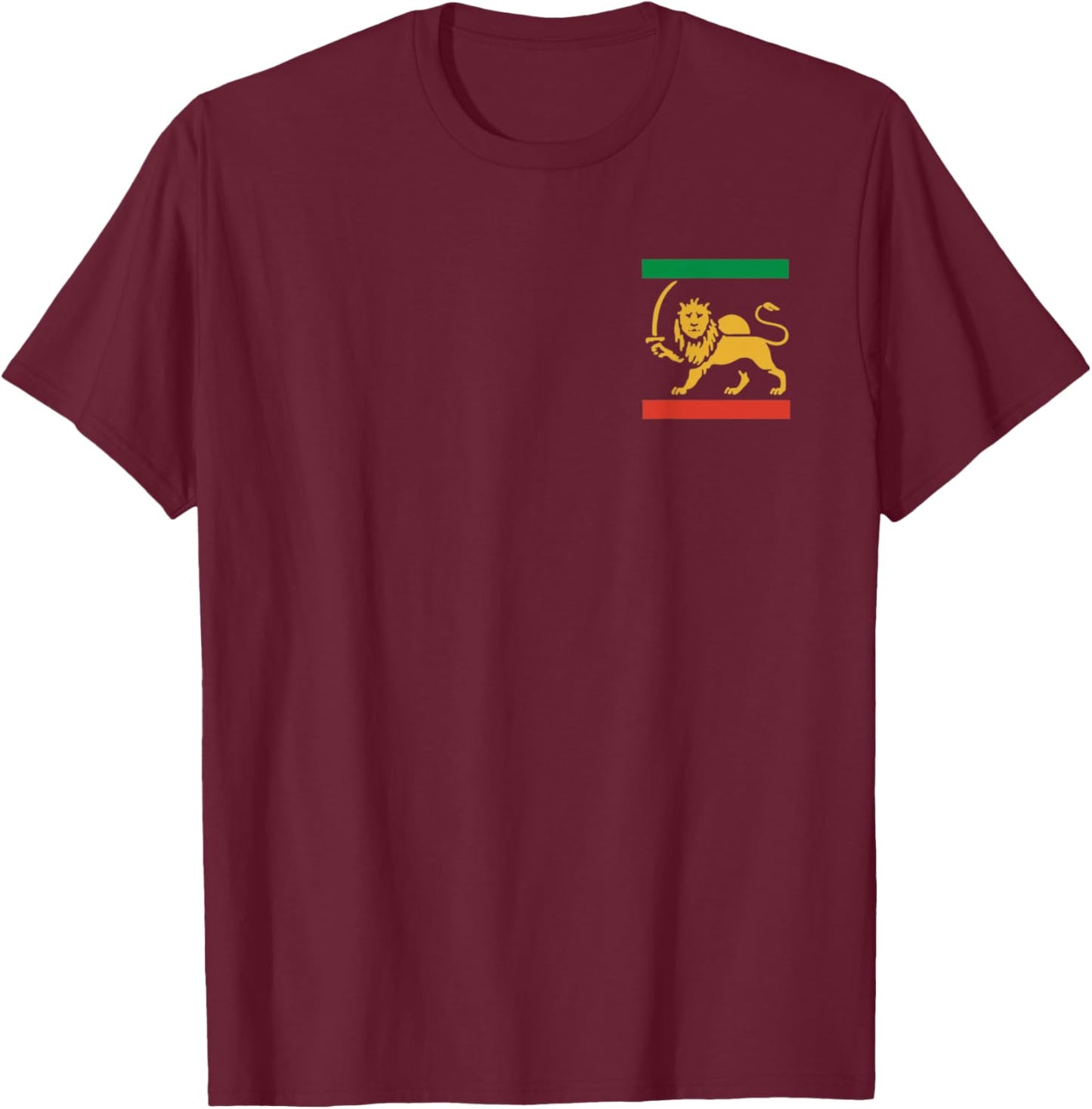 Iran Shir o Khorshid Lion & Sun Iranian Flag Emblem T-Shirt - T-Shirt | Maroon