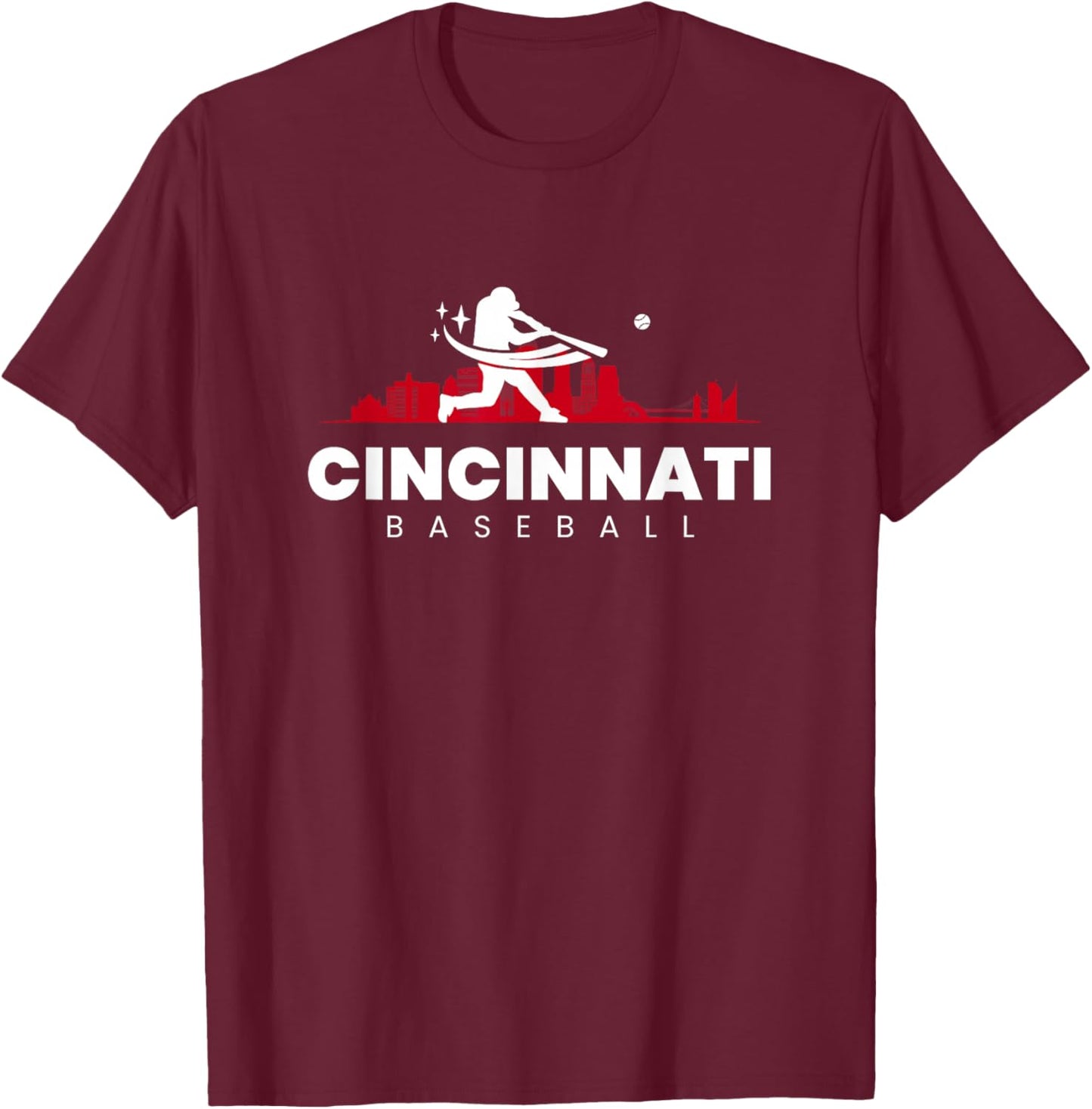 Cincinnati Baseball Vintage Minimalist Retro Baseball Lover T-Shirt - T-Shirt | Maroon