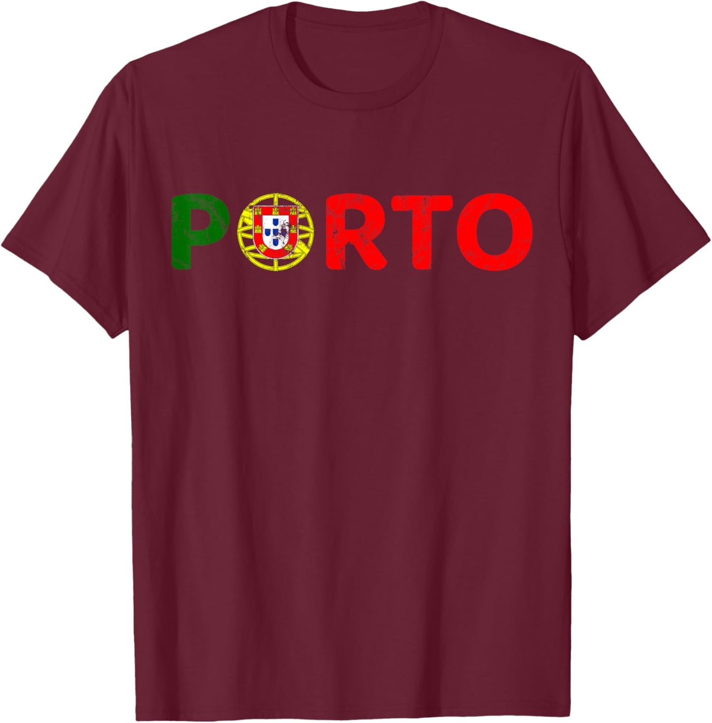 Porto, Portugal Flag, Portugal Travel, Porto T-Shirt - T-Shirt | Maroon