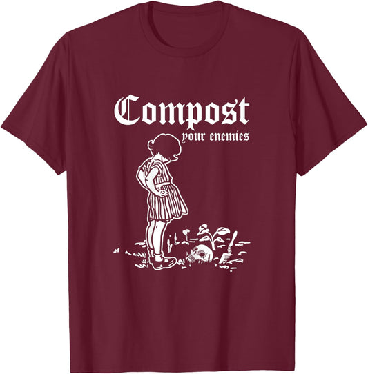 Retro Compost Your Enemies Vintage Dark T-Shirt - T-Shirt | Maroon