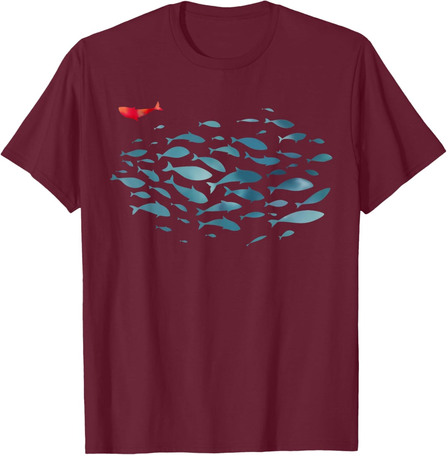 Fish Swim Against The Current Christian Bible Inspirational T-Shirt - T-Shirt | Maroon