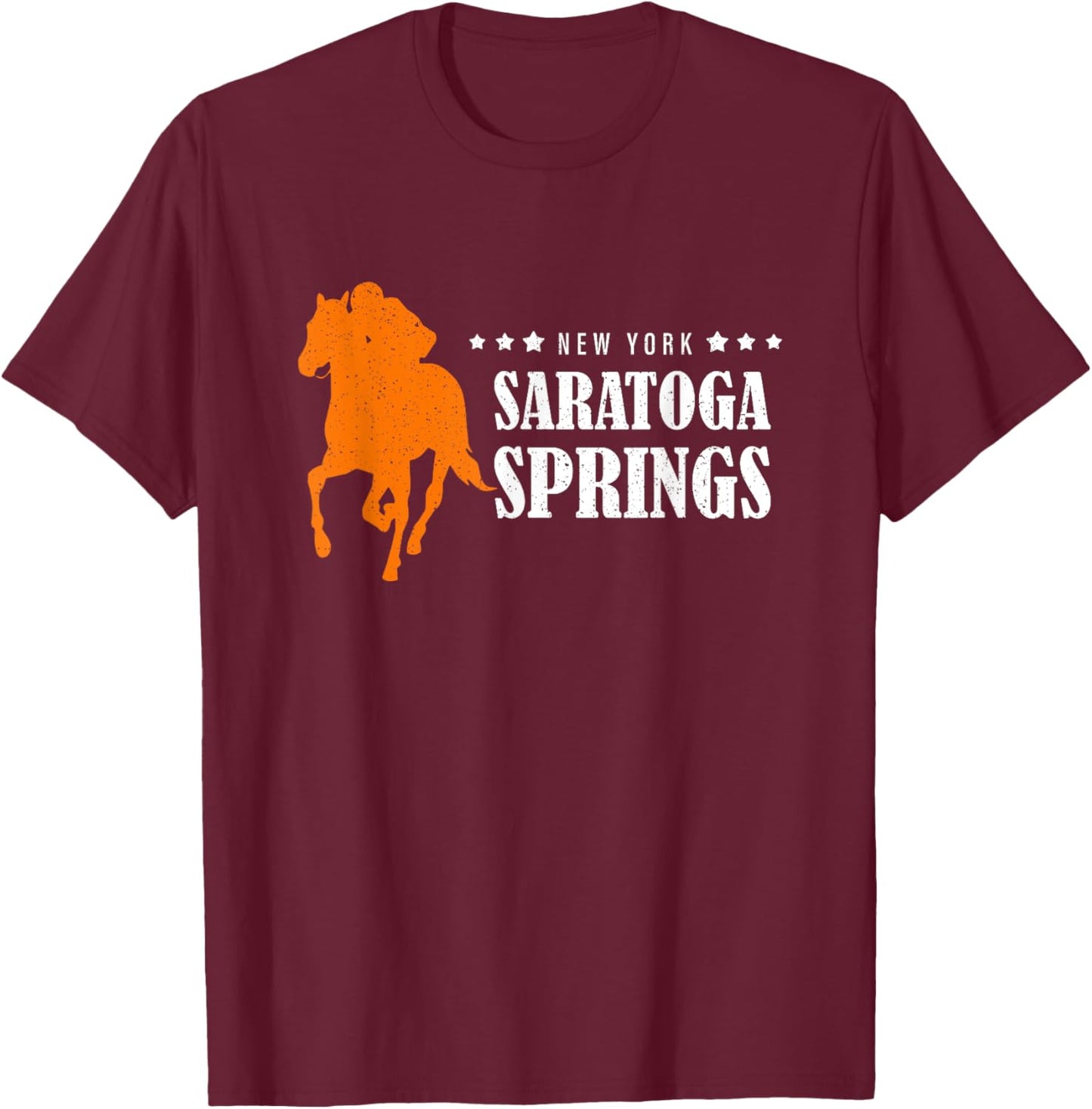 Upstate New York Saratoga Springs Horse Racing Vintage T-Shirt - T-Shirt | Maroon