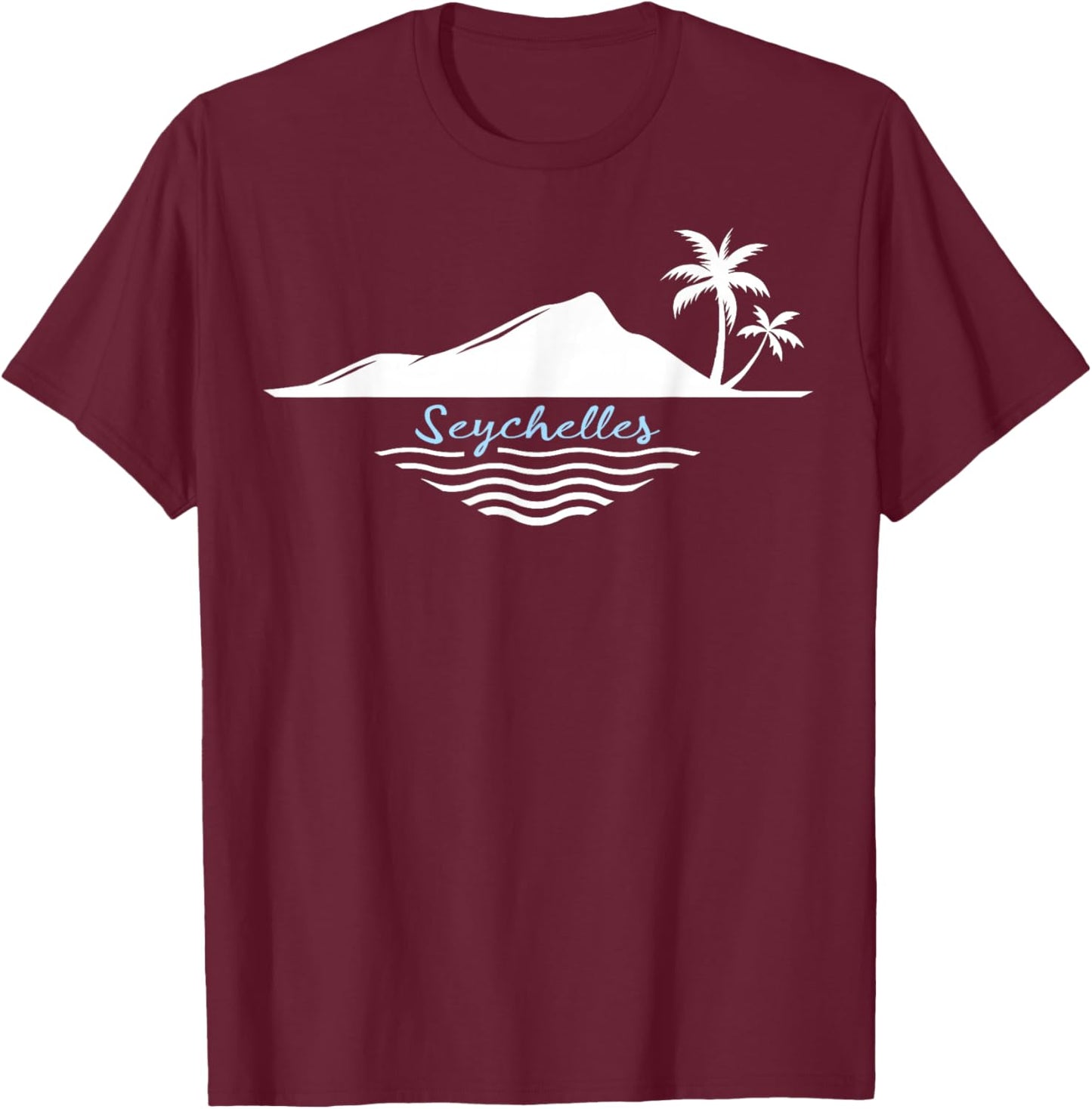 Seychelles Palmiers Île La Digue Souvenir Mahé Mer Praslin T-Shirt - T-Shirt | Maroon