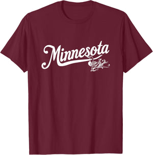 Minnesota - MN, Retro Vintage Script Common Loon Design T-Shirt - T-Shirt | Maroon