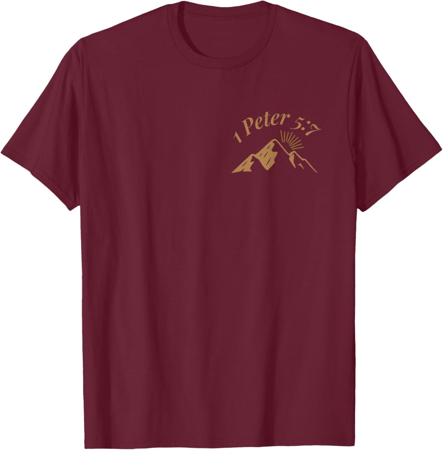 (2 Sided) Unburdened Christian Bible Verse 1 Peter 5 7 Faith T-Shirt - T-Shirt | Maroon