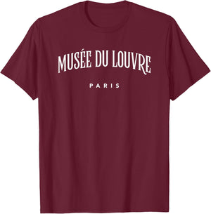 Louvre Museum Paris Classic Lettering T-Shirt - T-Shirt | Maroon