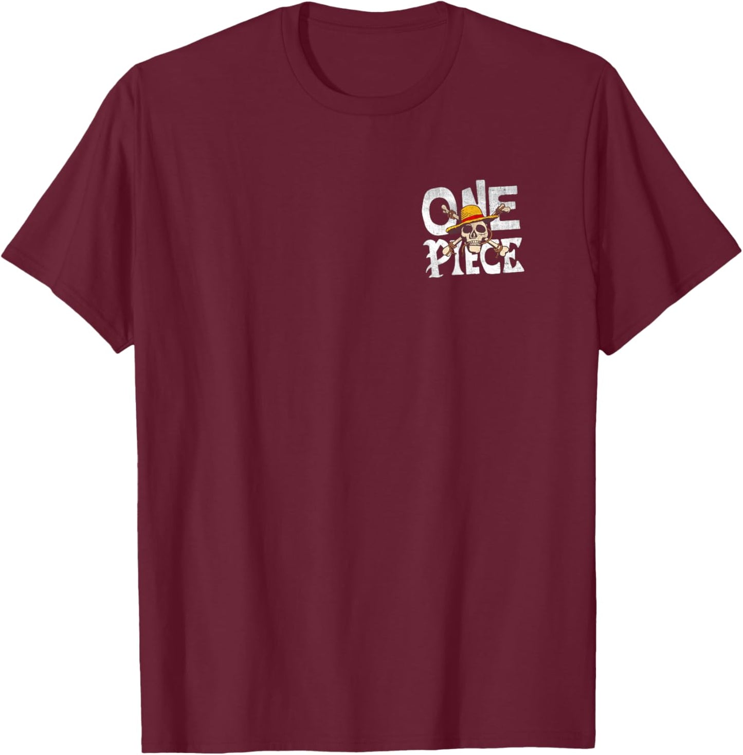 One Piece Straw Skull Front Back T-Shirt - T-Shirt | Maroon