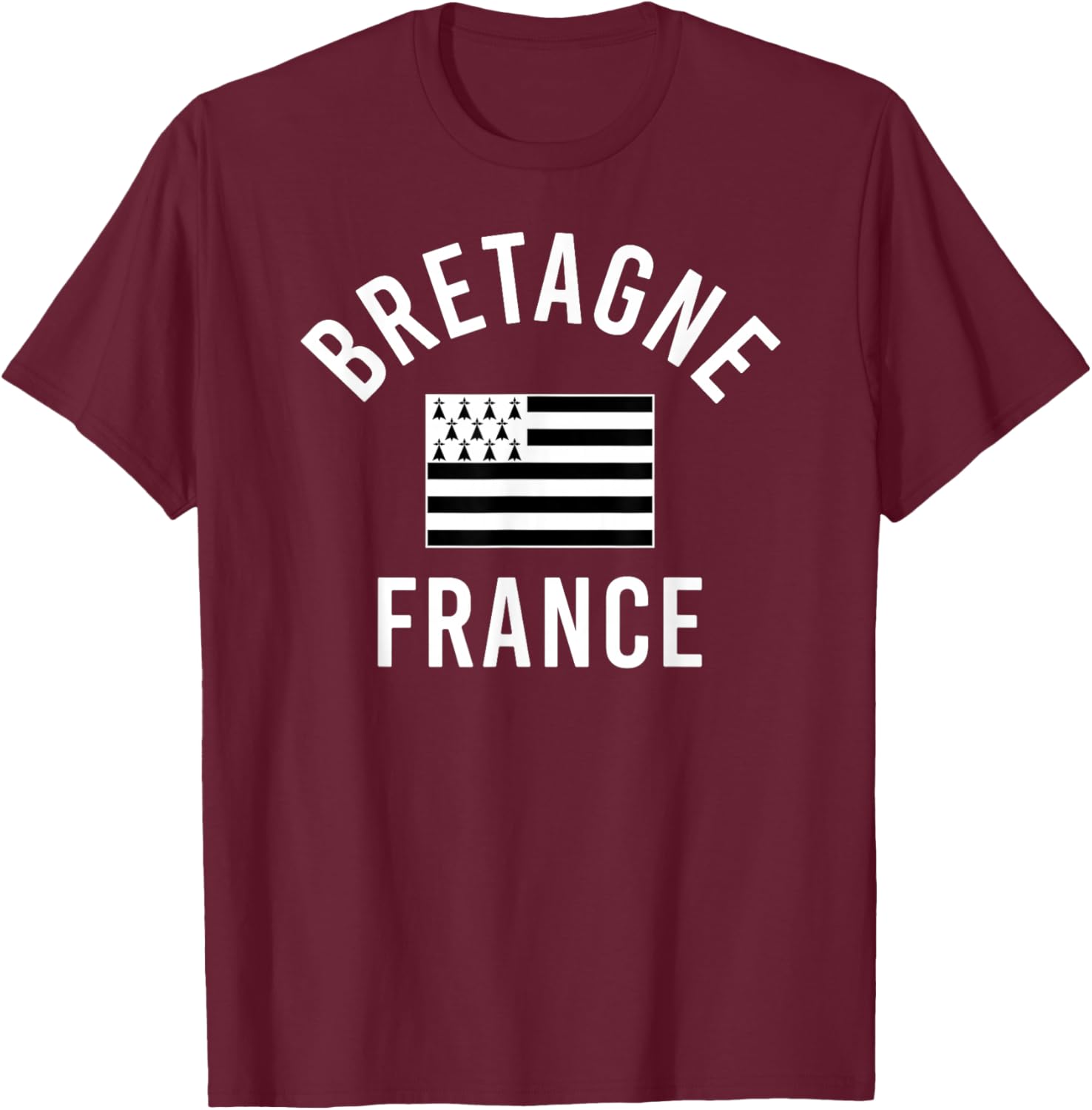 Brittany France Flag T-Shirt - T-Shirt | Maroon