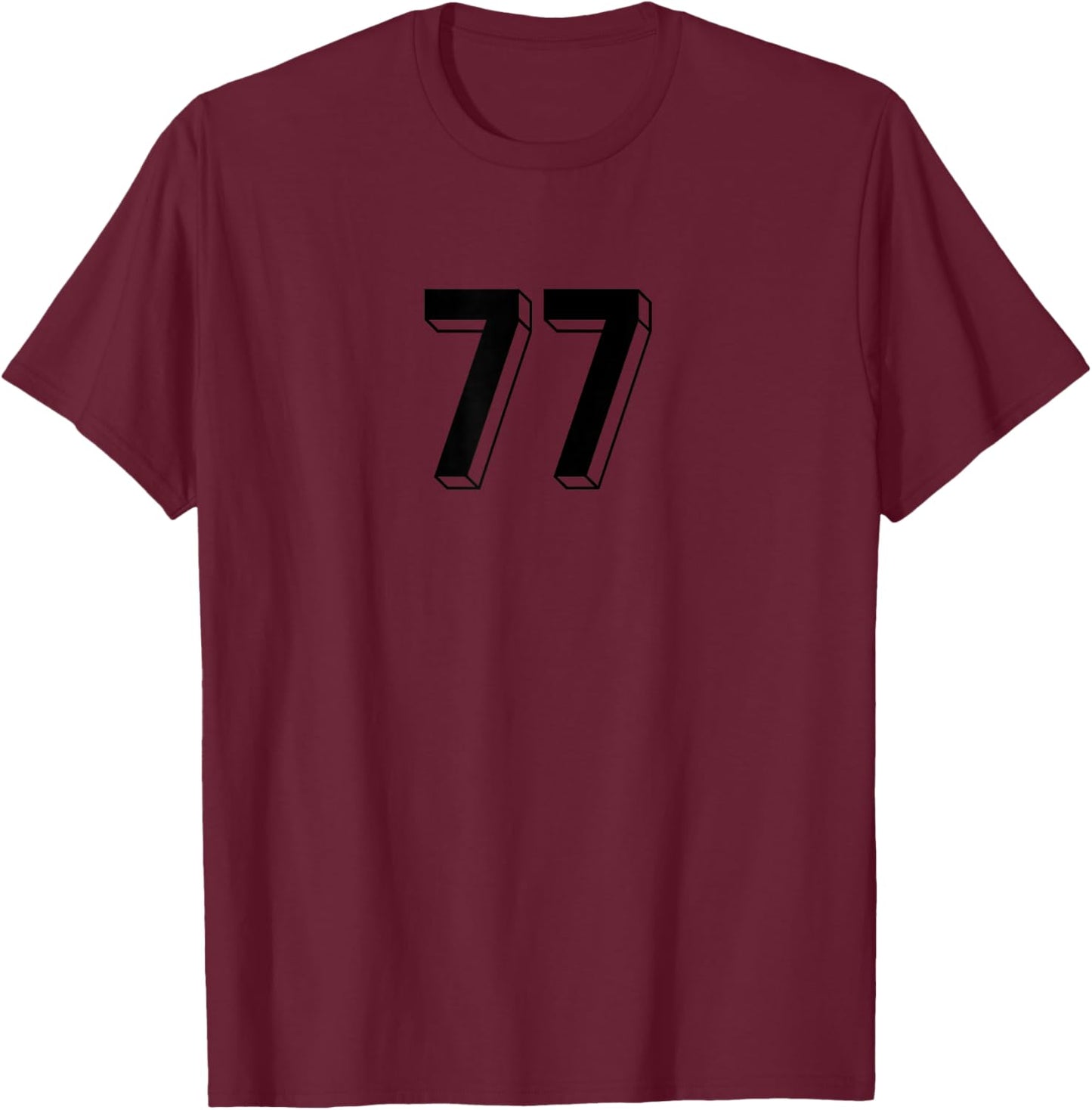 Number 77 - Retro 80s 90s Soccer Team Jersey Numbered T-Shirt - T-Shirt | Maroon