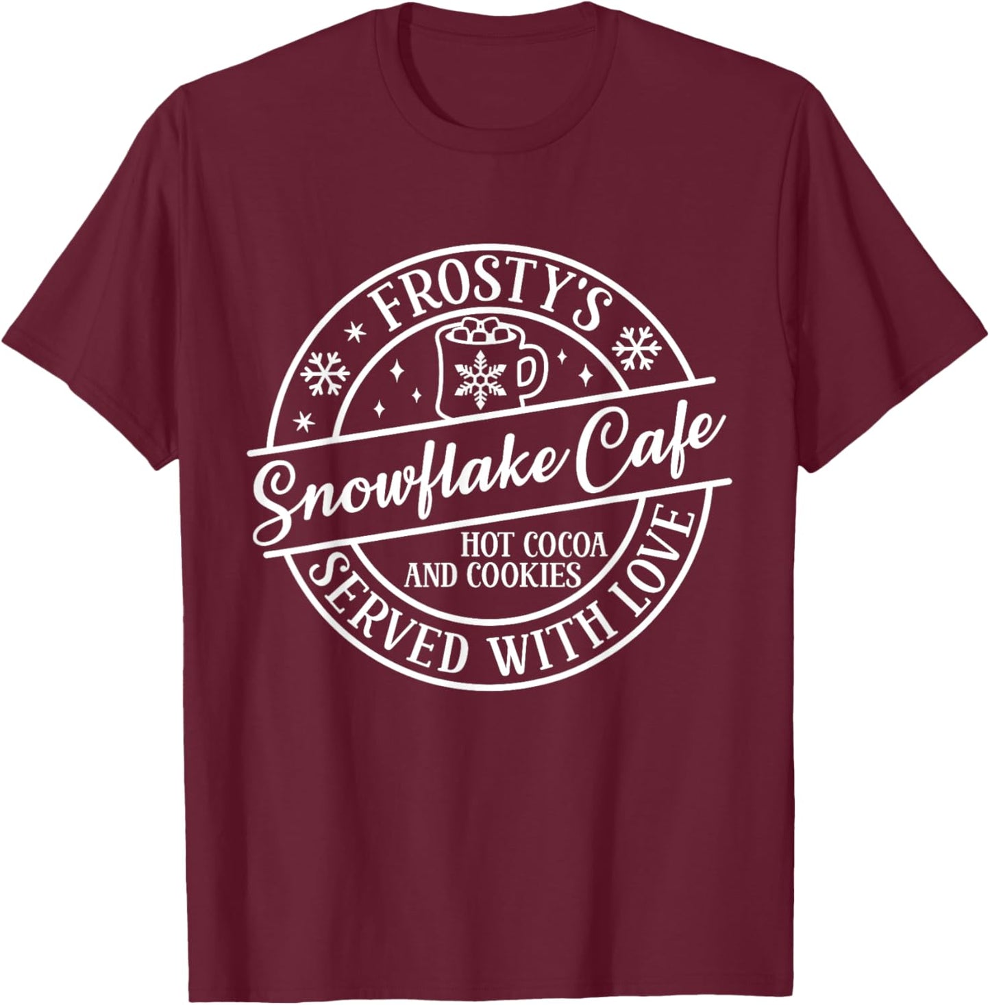 Classic Retro Frosty's Snowflake Cafe Coffee Lovers Xmas T-Shirt - T-Shirt | Maroon