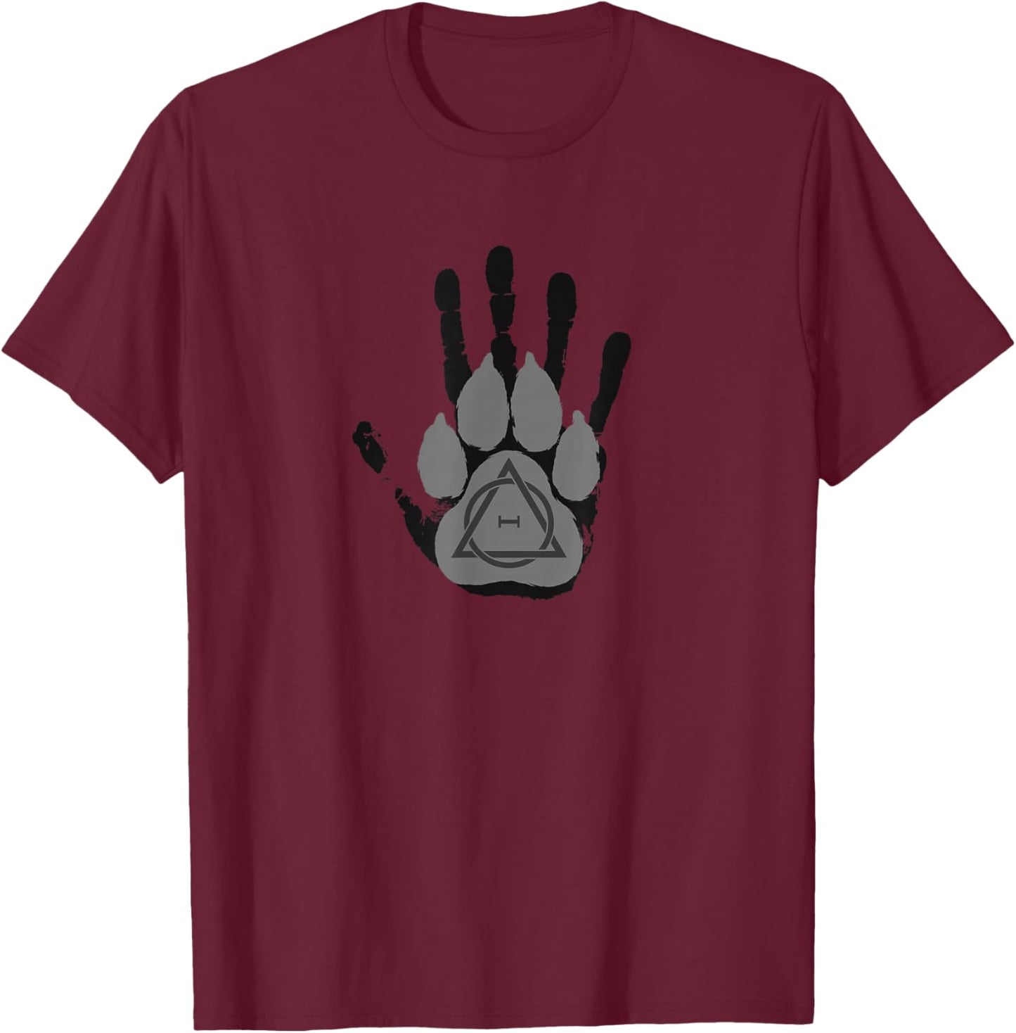 Feathered Commodities Hand and Wolf - Therian T-Shirt - T-Shirt | Maroon