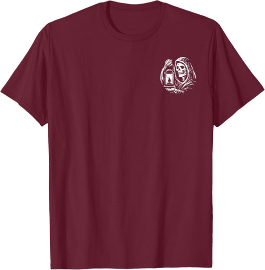 (2 Sided) May The Bridges I Burn Light My Way Skull Gothic T-Shirt - T-Shirt | Maroon