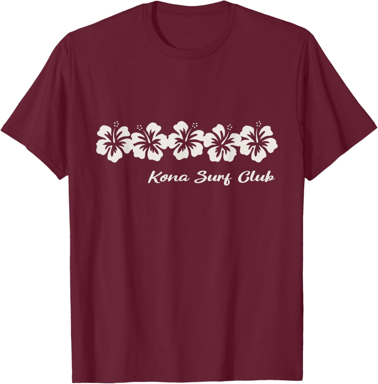 Kona Surf Club Hi Hawaiian Hibiscus Flowers Hawaii Floral T-Shirt - T-Shirt | Maroon