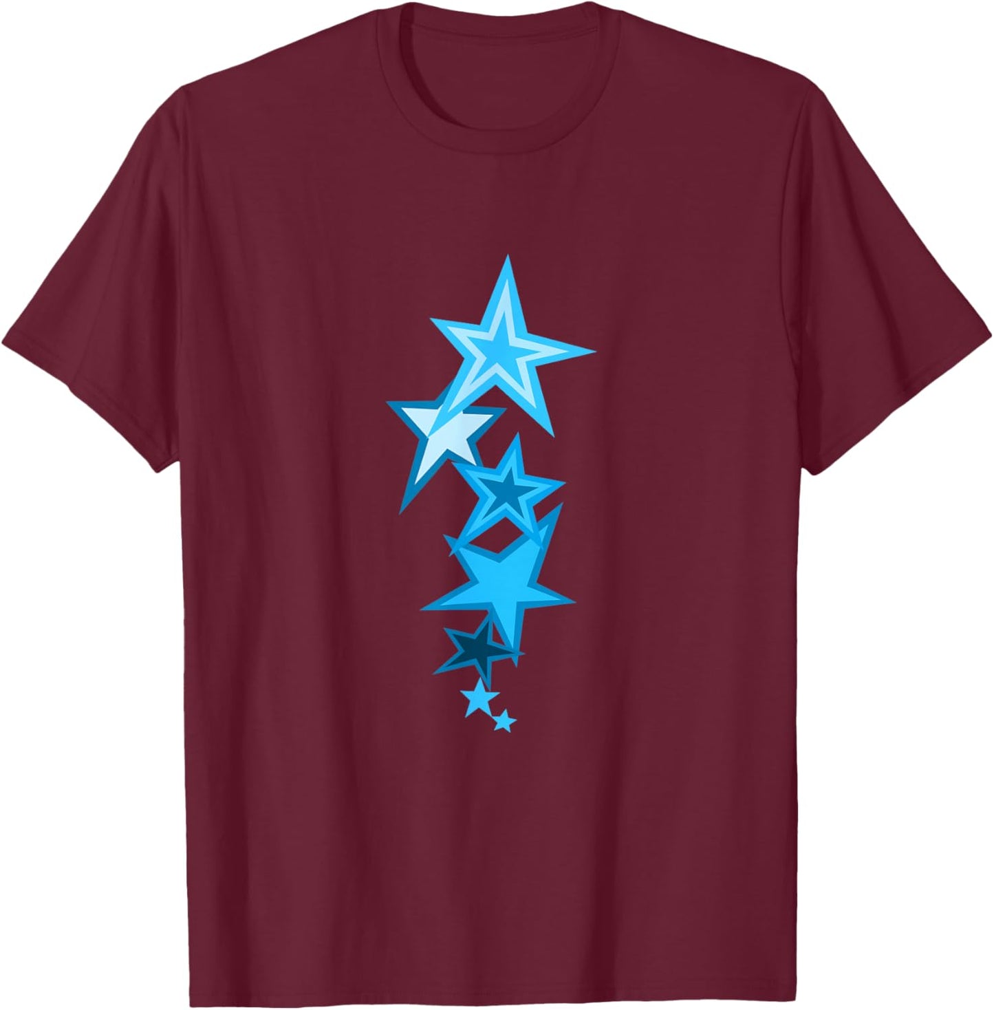 Blue Color Vertical Stars Blue Graphic T-Shirt - T-Shirt | Maroon