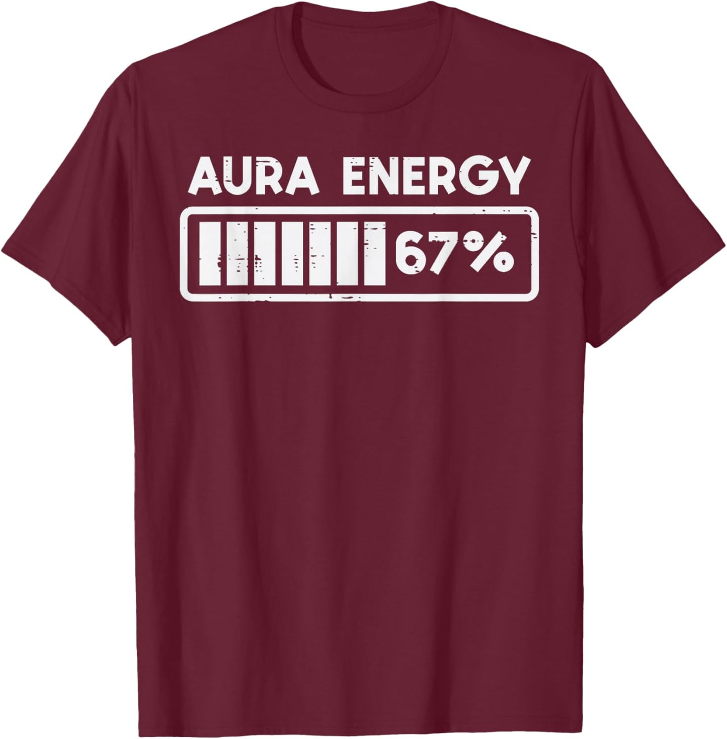 Aura Energy 67 Funny Number 6 7 Meme Kids Youth Teen Boys T-Shirt - T-Shirt | Maroon