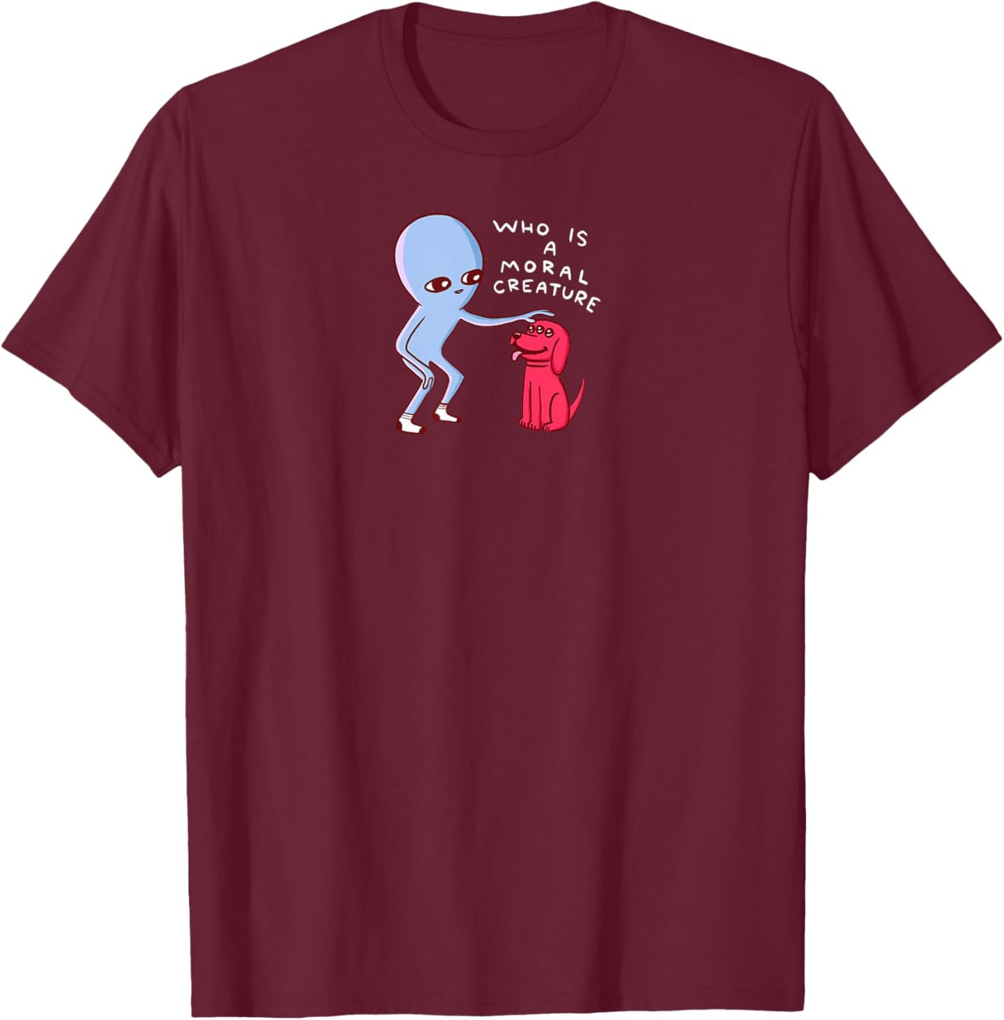 Threadless Nathan W. Pyle Moral Creature Graphic T-Shirt - T-Shirt | Maroon