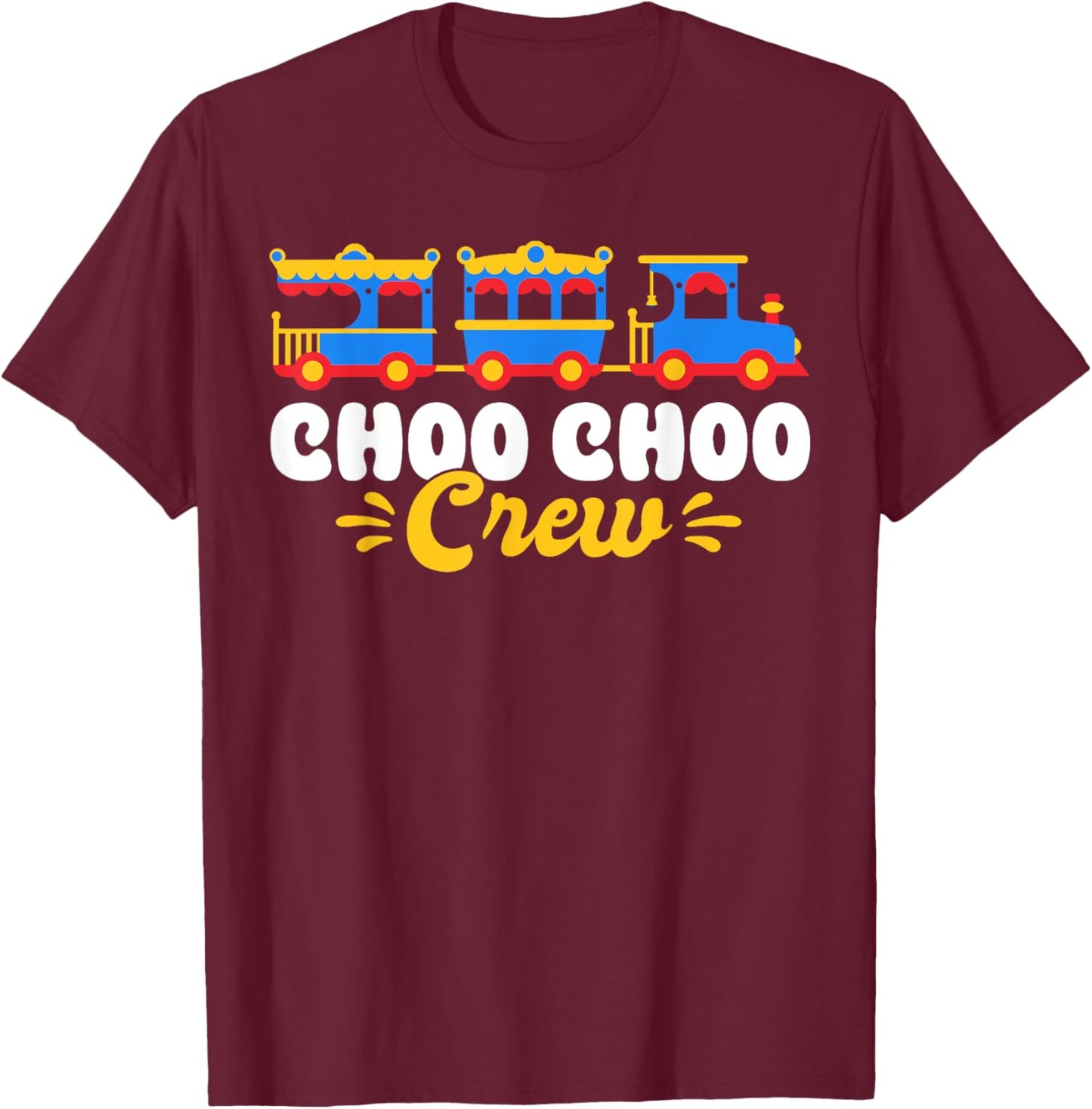 Choo Choo Crew Railway Train Birthday T-Shirt - T-Shirt | Maroon