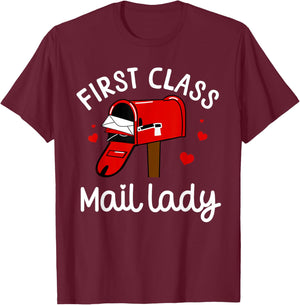 Mail Lady Design Female Mail Carrier Postal Worker T-Shirt - T-Shirt | Maroon