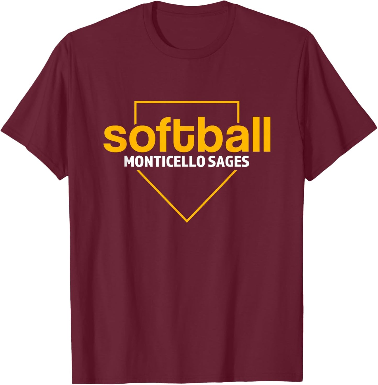 Monticello Sages Softball Home Plate T-Shirt - T-Shirt | Maroon