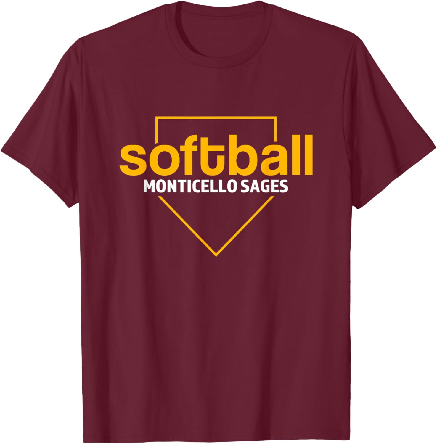 Monticello Sages Softball Home Plate T-Shirt - T-Shirt | Maroon