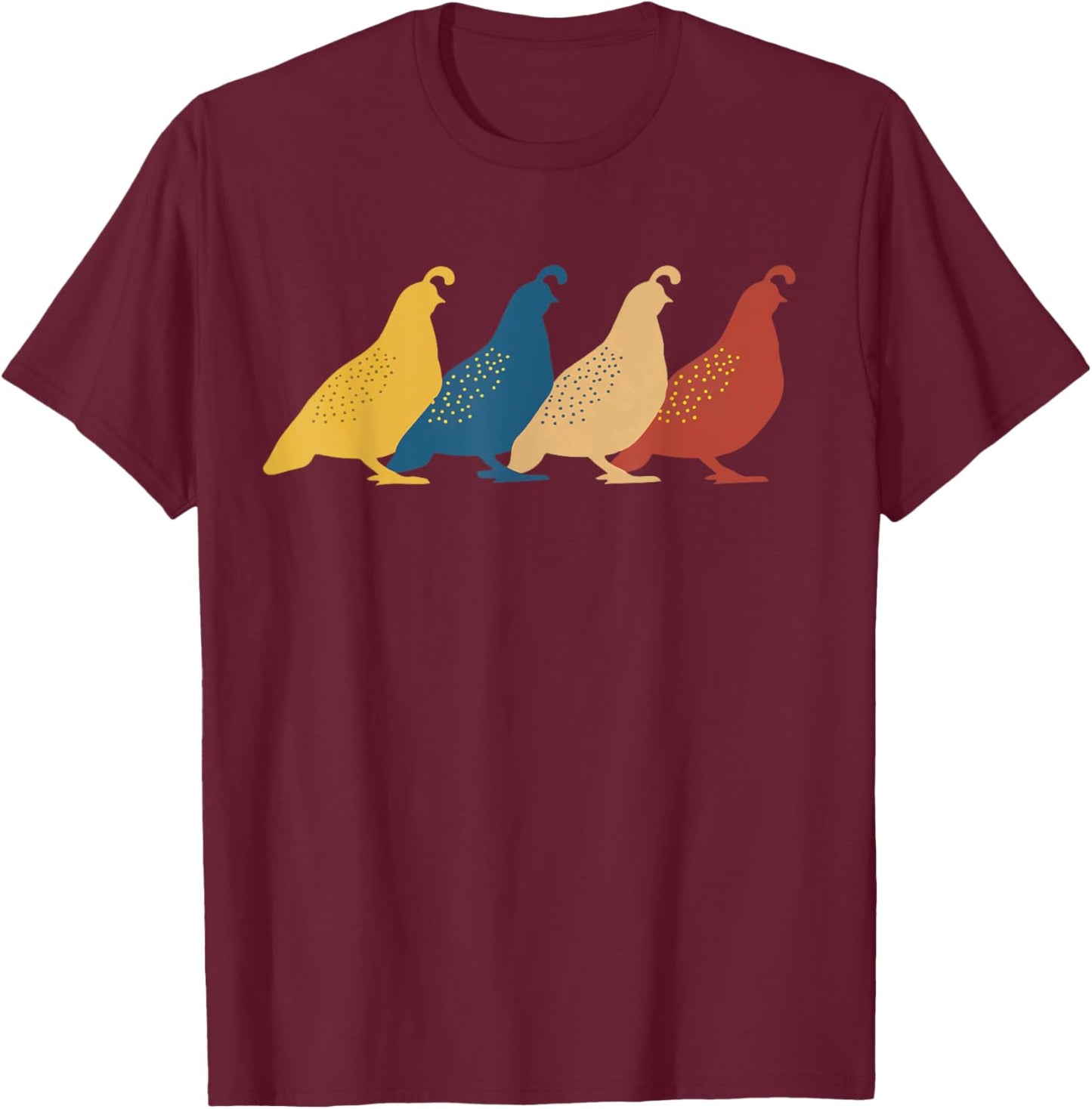 Quail Retro Bird Quails Animal T-Shirt - T-Shirt | Maroon