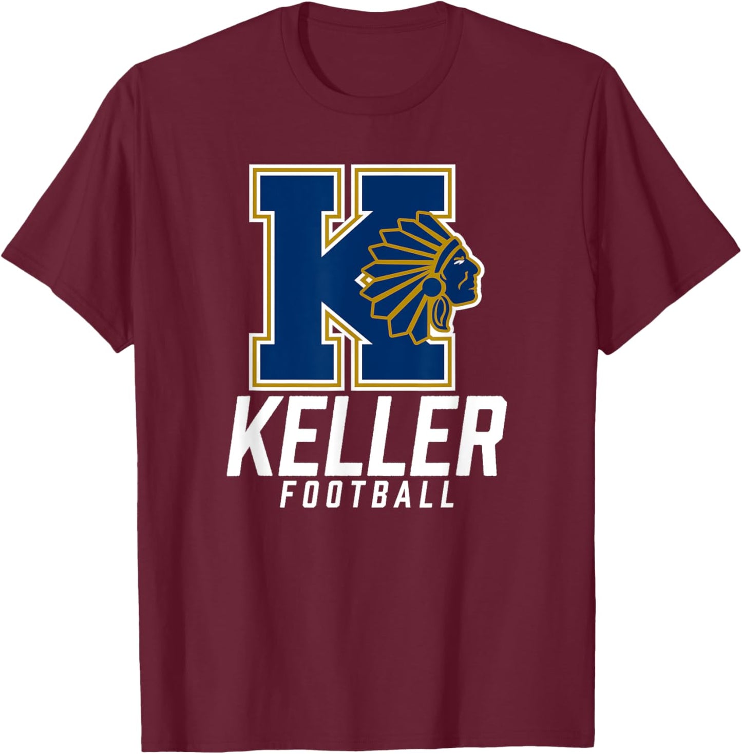 Keller Indians Logo Football Team HS T-Shirt - T-Shirt | Maroon