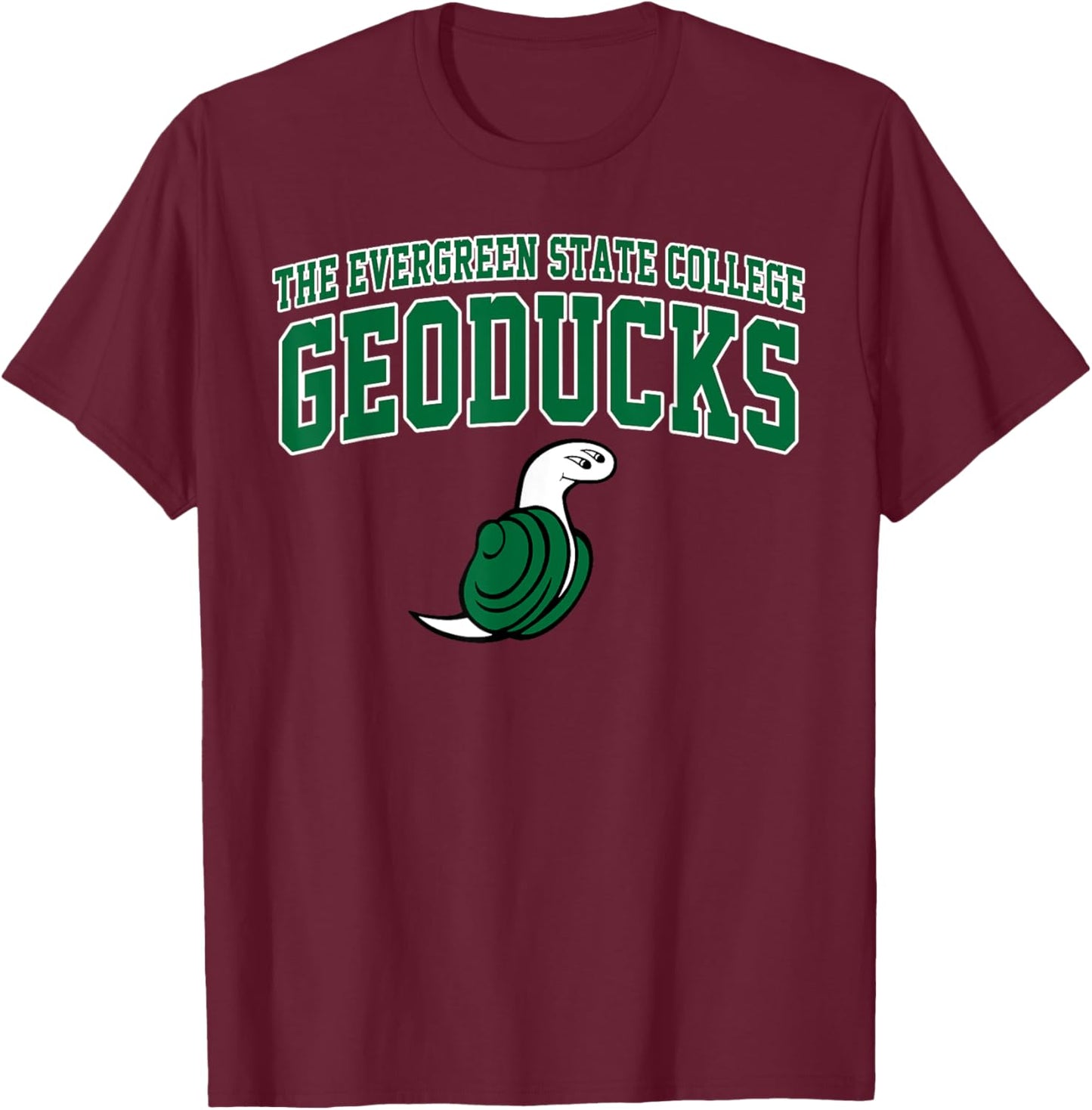 Evergreen State College Geoducks Arch Vintage Sports Design T-Shirt - T-Shirt | Maroon