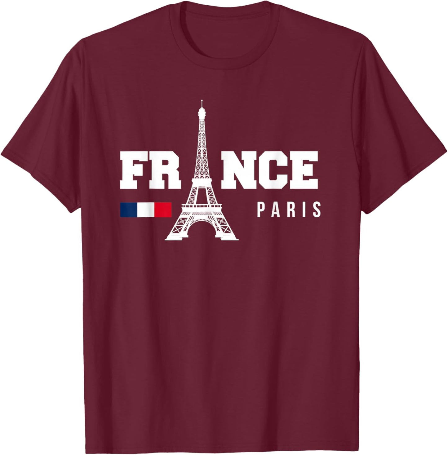 France Gift French Eiffel Tower Paris Monaco French , Black, S T-Shirt - T-Shirt | Maroon