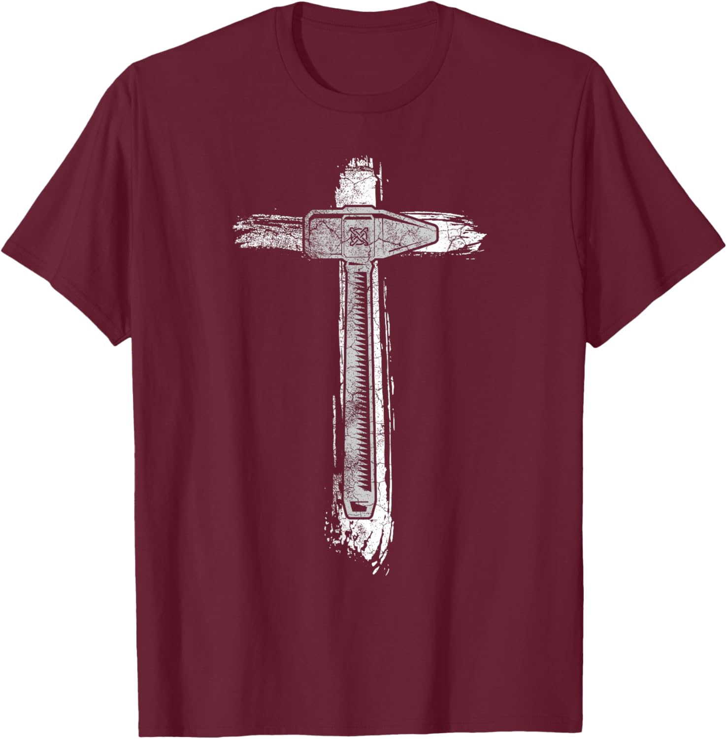 Blacksmith Hammer Cross | Christian Blacksmithing T-Shirt - T-Shirt | Maroon