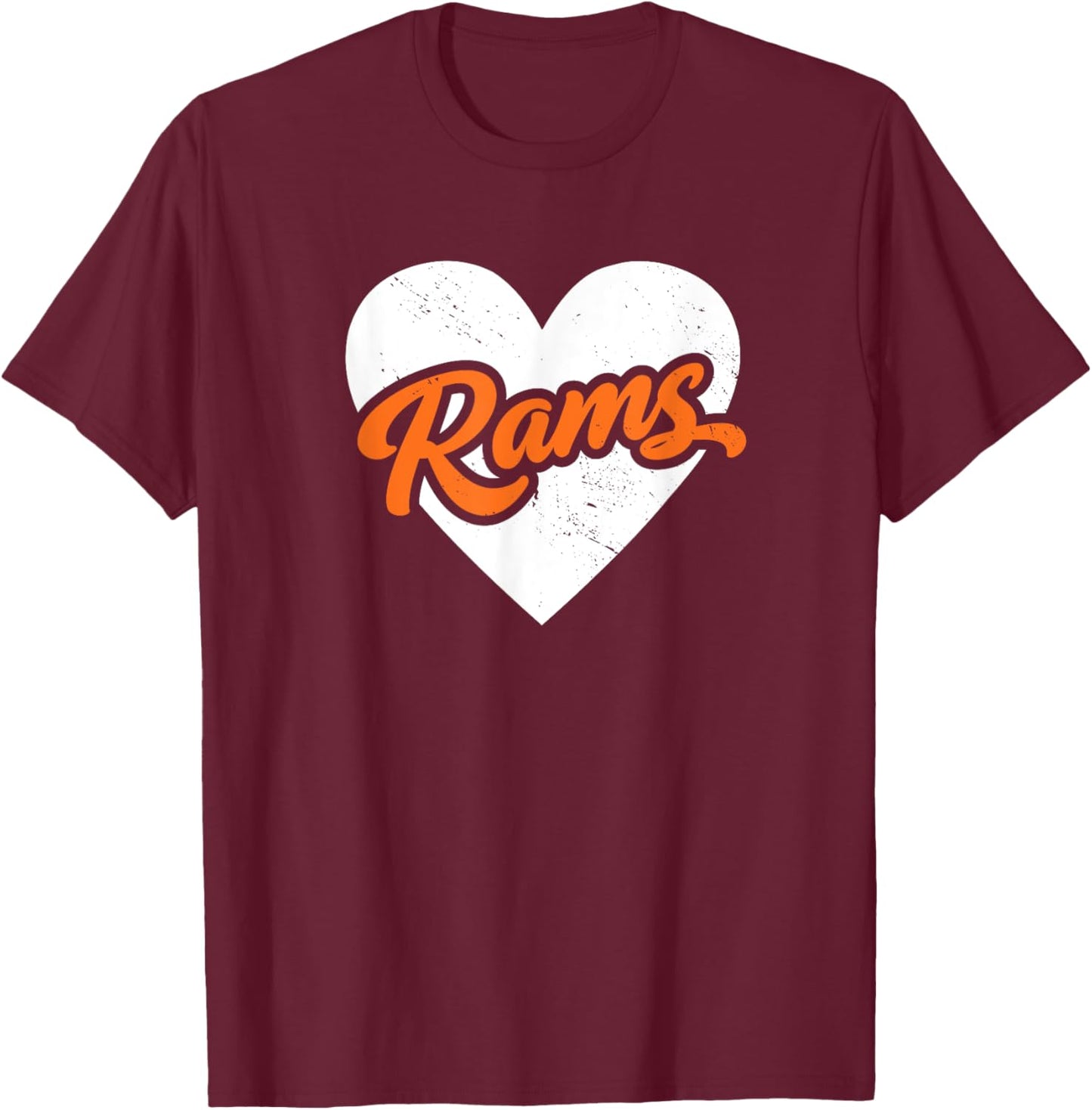 Vintage Rams High School Go Rams Pride Heart T-Shirt - T-Shirt | Maroon