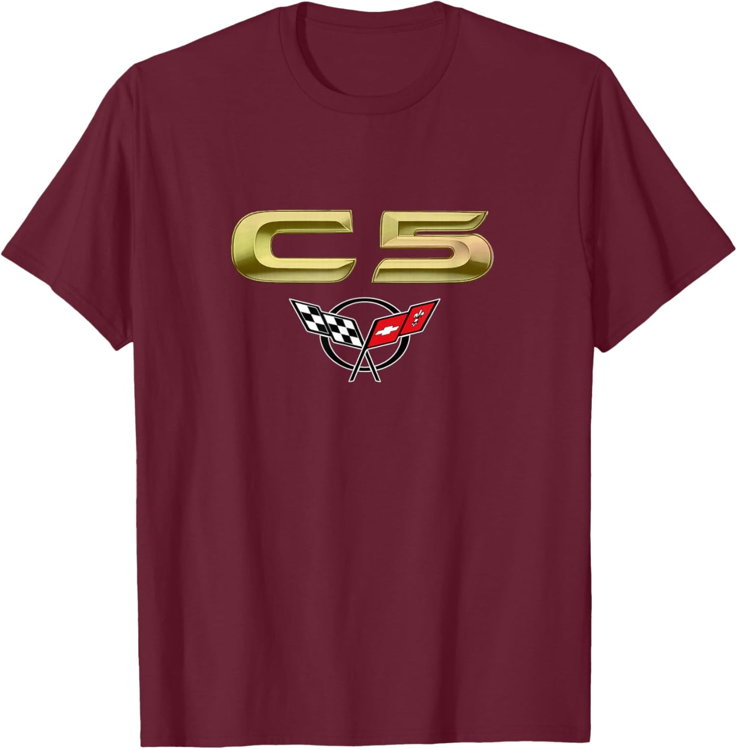 CLASSIC CAR EMBLEM 1990s C5 MUSCLE CAR VINTAGE BADGE CAR ART T-Shirt - T-Shirt | Maroon