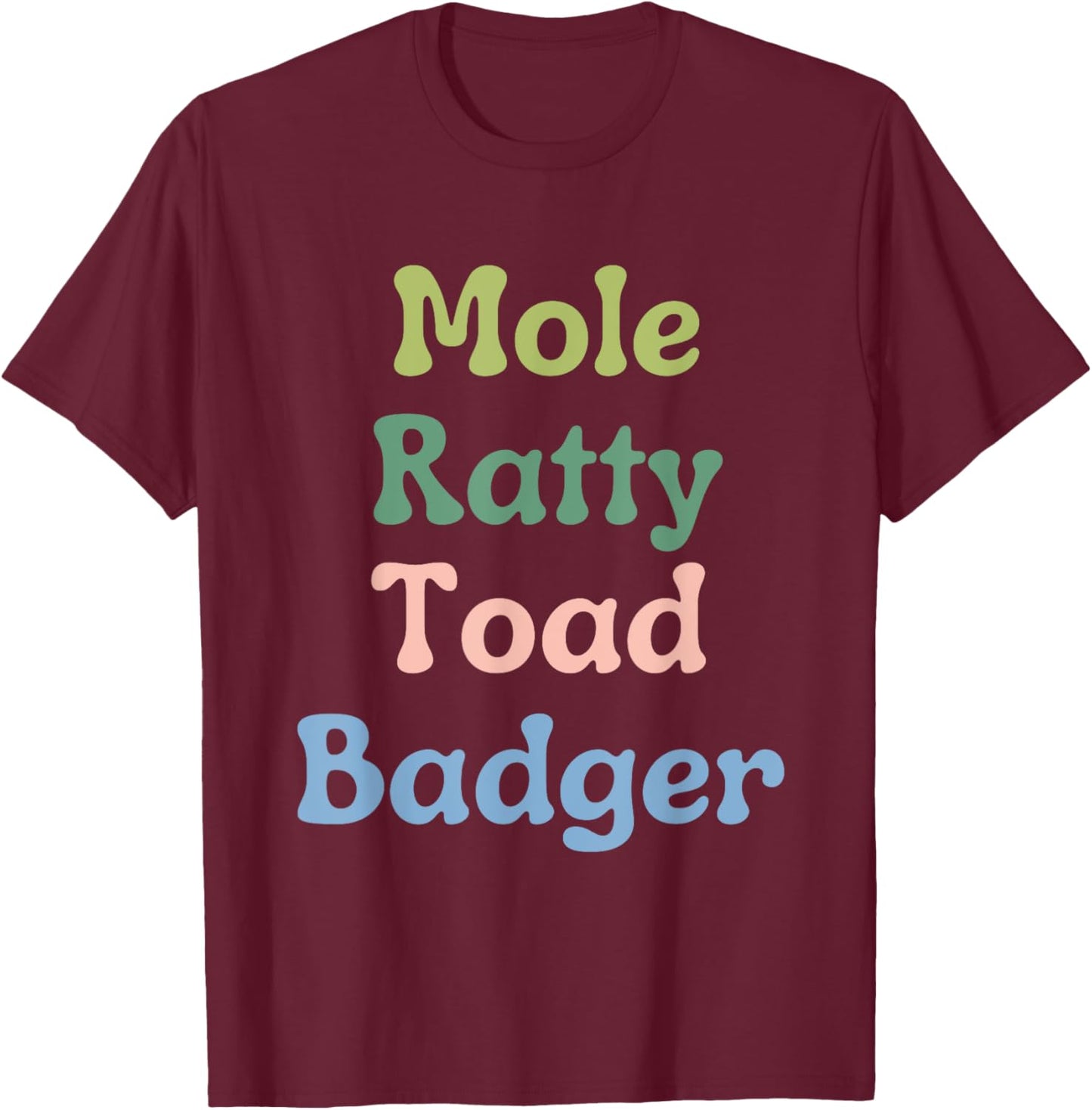 Wind in the Willows Character Funny T-Shirt - T-Shirt | Maroon