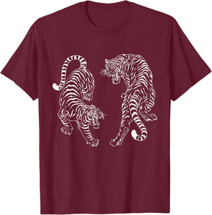 Thai Tattoo Twin Tiger Sak Yant Muay Thai Thailan Thailand T-Shirt - T-Shirt | Maroon