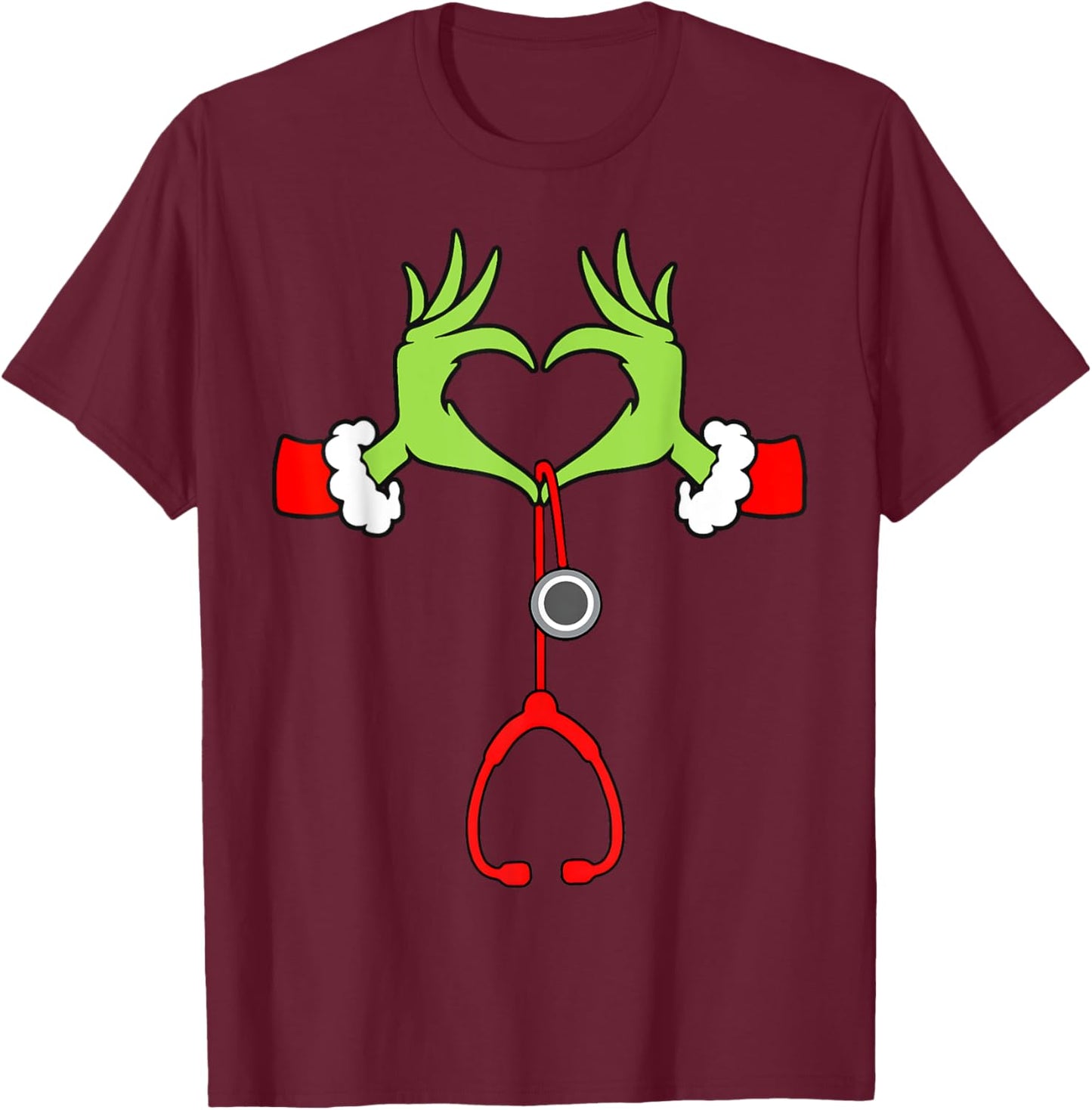 Nurse Christmas Stethoscope Nurses Xmas Pajamas PJs Women T-Shirt - T-Shirt | Maroon