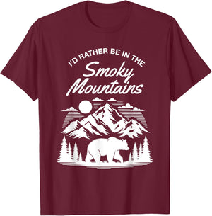 I'd Rather Be In Smoky Mountains National Park Bear Hiking T-Shirt - T-Shirt | Maroon