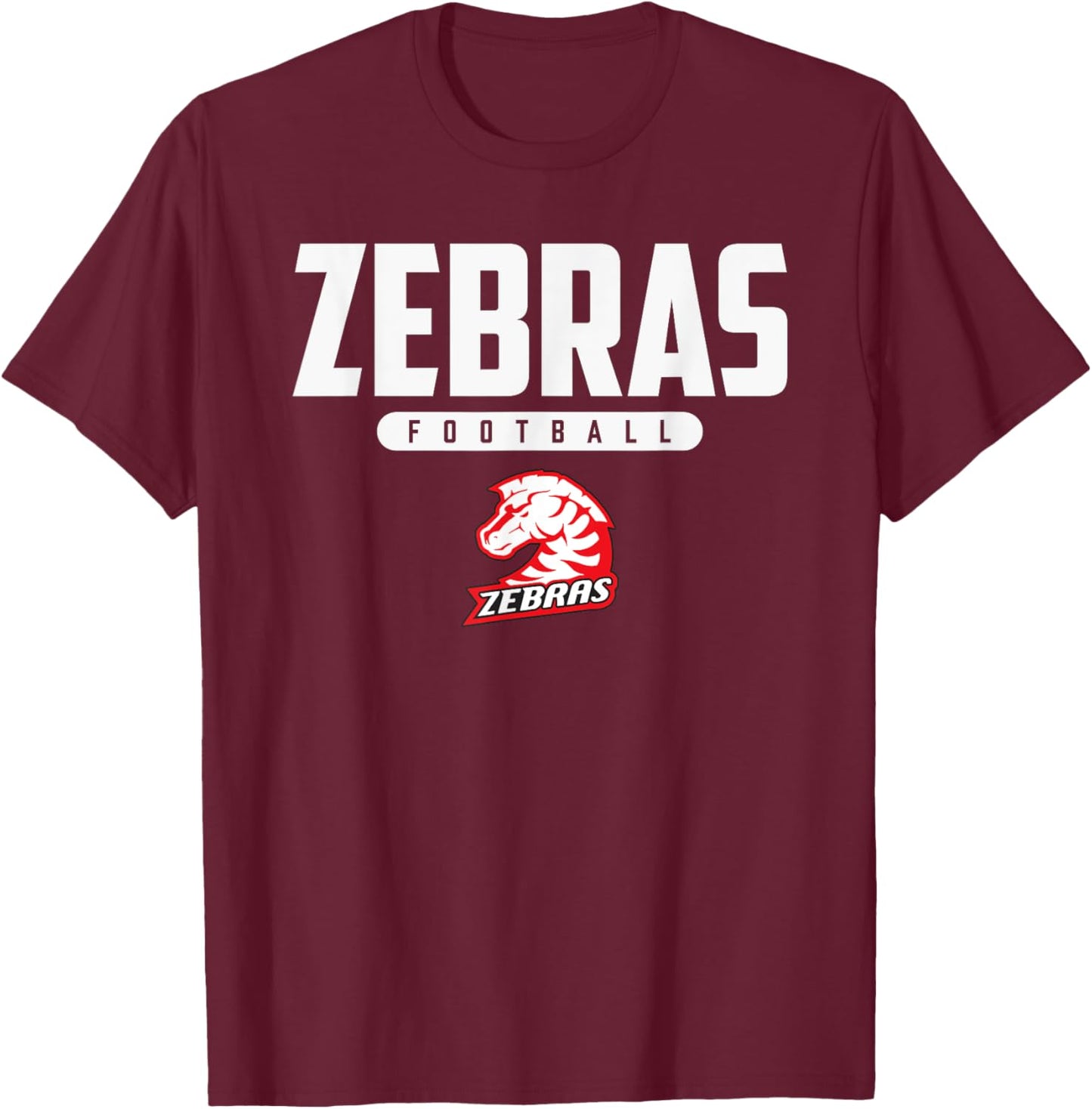 Claremore Zebras Logo Football HS T-Shirt - T-Shirt | Maroon